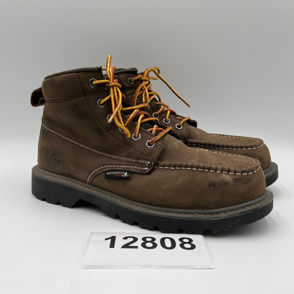 Wolverine F2413-18 Steel Toe Safety Boots Mens 7.5M Brown Leather Workwear